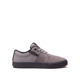 Supra Kids STACKS II VULC Charcoal/black Low Top Shoes | CA-67512